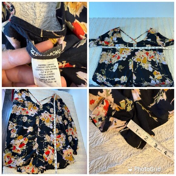 Billabong‎ Secret Moons Floral Romper Long Sleeve Vacation Women’s Medium - Picture 8 of 9